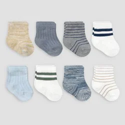 Carter's Just One You® Baby Boys' 8pk Striped Crew Socks - 3-12M