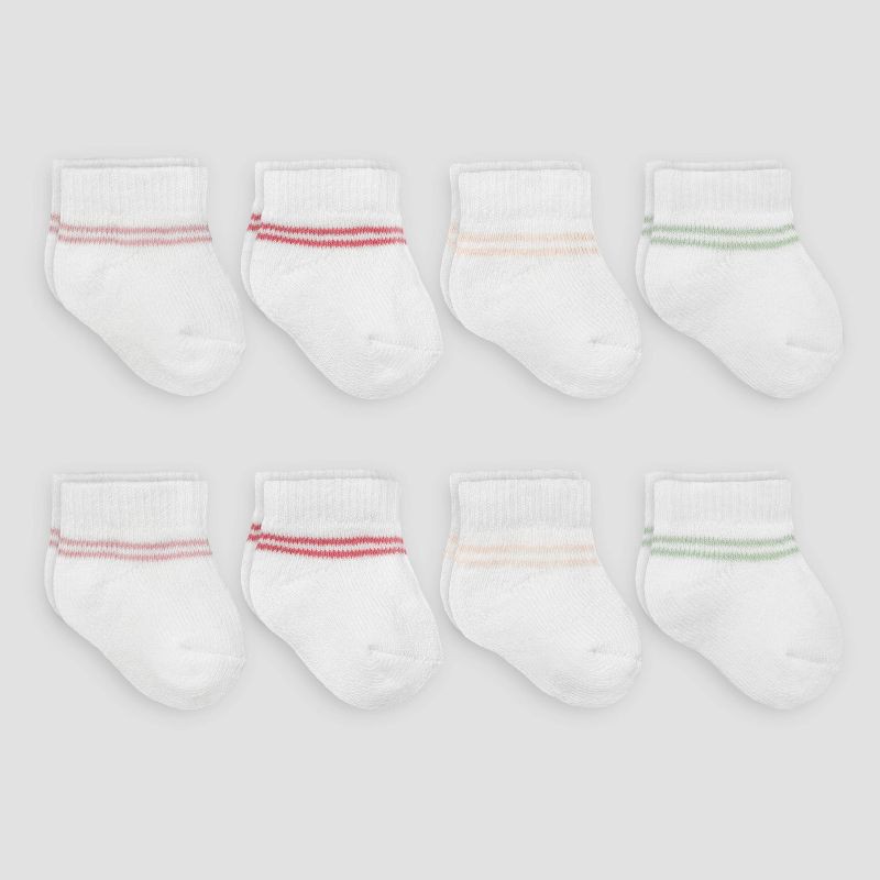 slide 1 of 5, Carter's Just One You® Baby Girls' 8pk Striped Ankle Socks - 0-3M, 8 ct