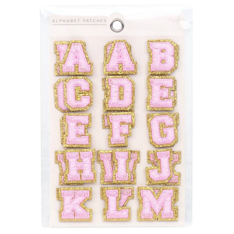 slide 1 of 5, Horizon Group 26pc Light Pink Alphabet Letters Adhesive Patch Set, 26 ct