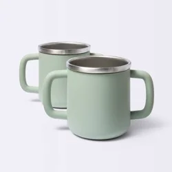 8 fl oz Stainless Steel Open Cups - Green - 2pk - Cloud Island™: Silicone Drinkware, Service For 1