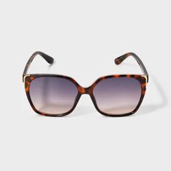 Women's Cateye Tortoise Shell with Metal Corners Sunglasses - A New Day™ Brown