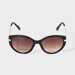 Women's Oversized Round with Metal Temple Sunglasses - A New Day™ Gold