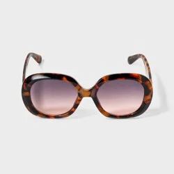 Women's Oversized Round Tortoise Shell Sunglasses - A New Day™ Brown