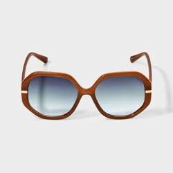 Women's Over sized Hexagonal with Metal Sunglasses - A New Day™ Brown