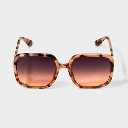Women's Plastic Oversized Tortoise Shell Square Sunglasses - A New Day™ Beige