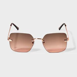 Women's Rimless Square Sunglasses - A New Day™ Rose Gold