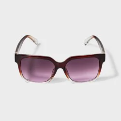 Women's Shiny Plastic Square Sunglasses with Brown Gradient Lenses- Universal Thread™ Brown