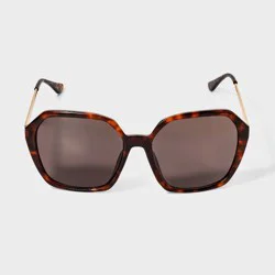 Women's Shiny Plastic Geometric Sunglasses - Universal Thread™ Tortoise