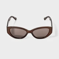 Women's Shiny Plastic Cat Eye Sunglasses - Universal Thread™ Brown