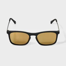 Men's Matte Rubberized Square with Metal Temples Sunglasses - Goodfellow & Co™ Black