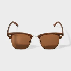 Men's Retro Browline Faux Wood Sunglasses - Goodfellow & Co™ Brown