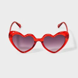Women's Shiny Plastic Heart Shaped Sunglasses with Purple Gradient Lenses - Wild Fable™ Red