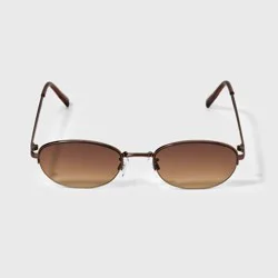 Women's Shiny Metal Oval Shaped Sunglasses with Brown Gradient Lenses - Wild Fable™ Brown