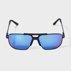 Men's Shiny Combo Aviator Sunglasses - All In Motion™ Black
