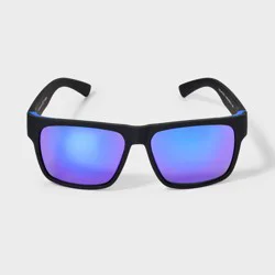 Men's Shiny Plastic Square Sunglasses with Polarized Lenses - All In Motion™ Black