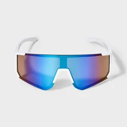 Men's Shiny Plastic Shield Sunglasses - All In Motion™ White