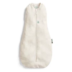ergoPouch 1.0 TOG Organic Cocoon Swaddle Sack - Oatmeal Marle 0-3m: Sleeveless, Front Full Length Zipper, Jersey, Crew Neckline