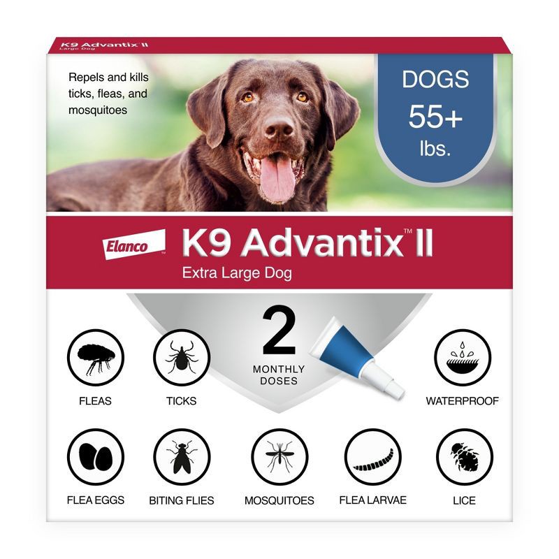 slide 1 of 11, K9 Advantix II Monthly Flea & Tick Prevention for Extra Large 55lbs+ Dogs - 4ml/2pk, 55 lb, 4 ml, 2 ct