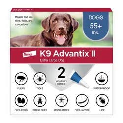 K9 Advantix II Monthly Flea & Tick Prevention for Extra Large 55lbs+ Dogs - 4ml/2pk
