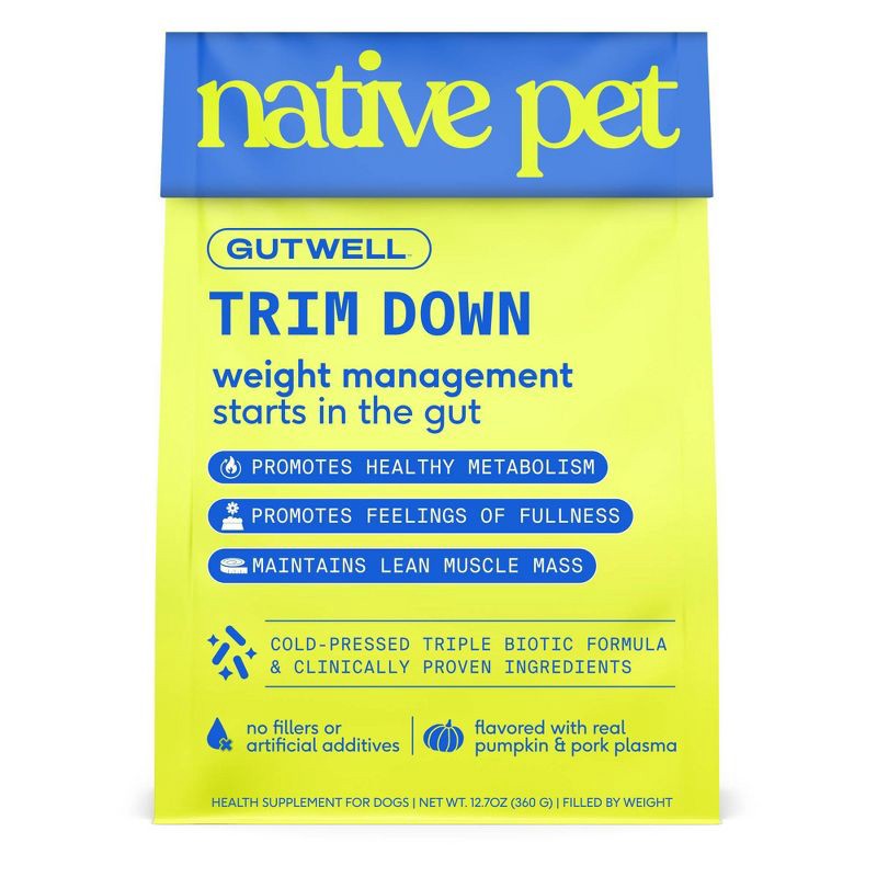 slide 1 of 9, Native Pet GutWell Trim Down Pork Flavor Healthy Weight Management and Metabolic Support Supplement with Probiotics for Dogs - 12.7oz, 12.7 oz