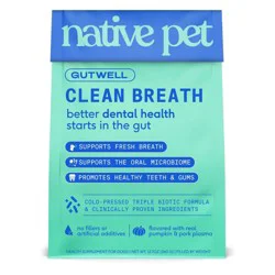 Native Pet GutWell Clean Breath Pork Flavor Plaque Control & Dental Care Supplement with Probiotics for Dogs - 12.7oz