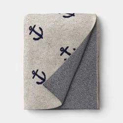 Anchor Throw Blanket Ivory/Blue - Room Essentials™