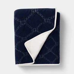 Quilted Net Throw Blanket Blue/Neutral - Room Essentials™