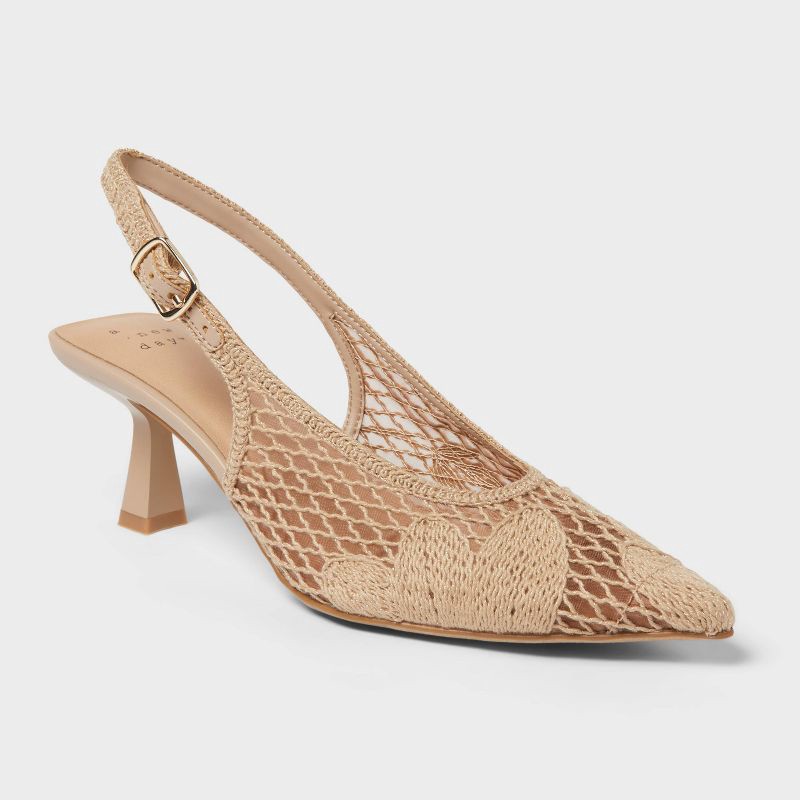slide 1 of 4, Women's Emmy Heels with Memory Foam Insole - A New Day™ Light Taupe 7, 1 ct
