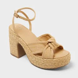 Women's Nisha Heels with Memory Foam Insole - A New Day™ Natural 7.5