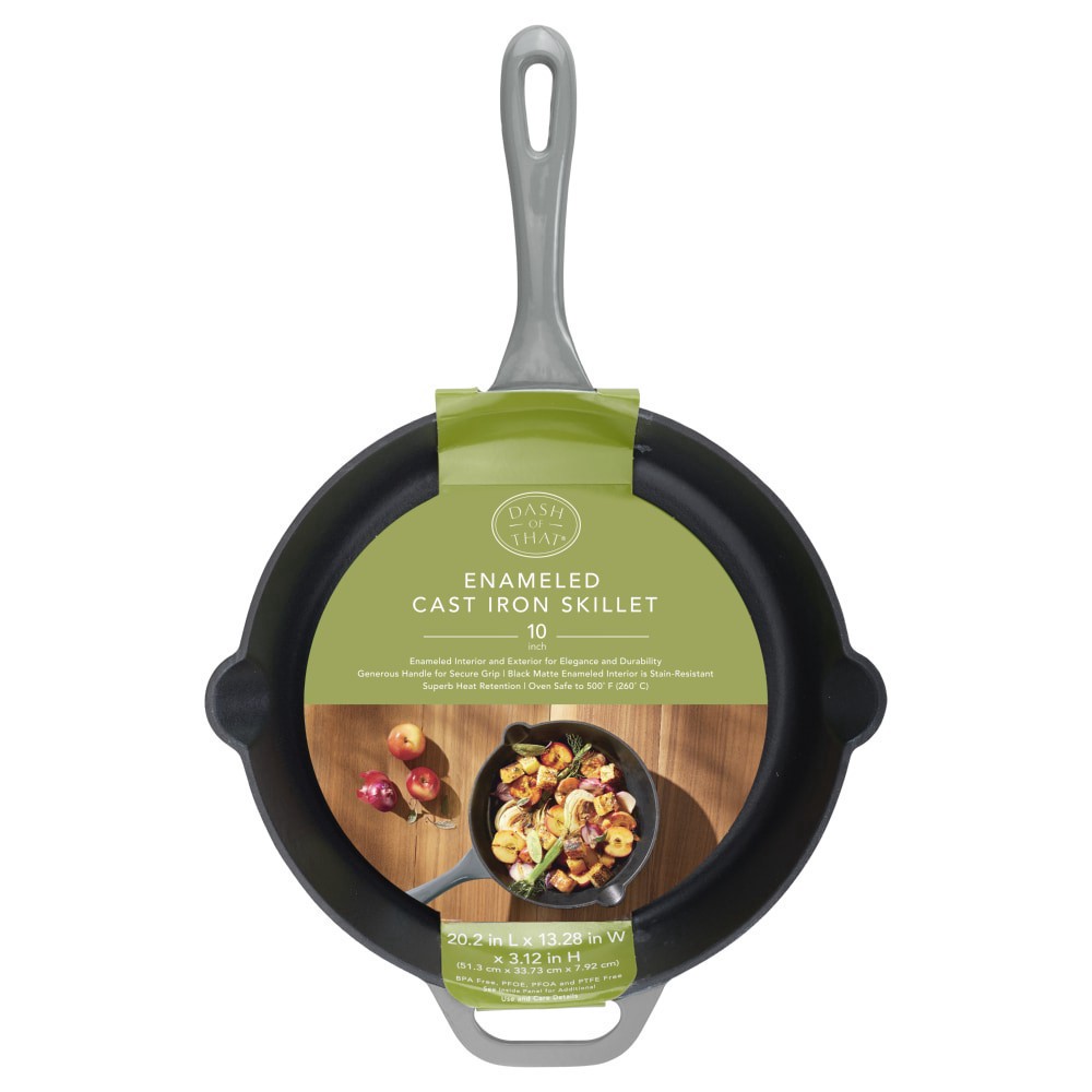slide 1 of 3, Dash Of Thtat 10 In Enameled Cast Iron Skillet - Grey, 10 in