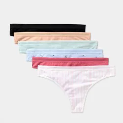 Women's 6pk Cotton Thong Underwear - Auden™ Assorted Colors XS
