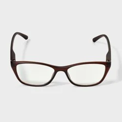 Women's Matte Plastic Cat Eye Blue Light Filtering Glasses 2.0 Diopter - Universal Thread™ Espresso