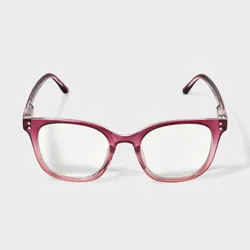 Women's Shiny Plastic Way Blue Light Filtering Glasses 2.0 Diopter - Universal Thread™ Berry