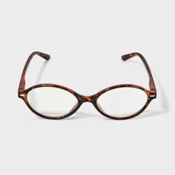 Women's Shiny Plastic Oval Blue Light Filtering Glasses 2.0 Diopter - Universal Thread™ Tortoise