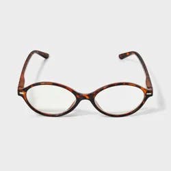 Women's Shiny Plastic Oval Blue Light Filtering Glasses 2.0 Diopter - Universal Thread™ Tortoise