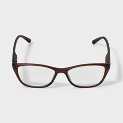 Women's Matte Plastic Cat Eye Blue Light Filtering Glasses 1.5 Diopter - Universal Thread™ Espresso
