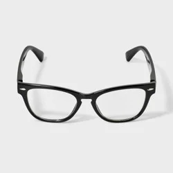 Women's Shiny Plastic Cat Eye Blue Light Filtering Glasses 0.0 Diopter - Universal Thread™ Black