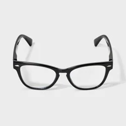 Women's Shiny Plastic Cat Eye Blue Light Filtering Glasses 2.0 Diopter - Universal Thread™ Black