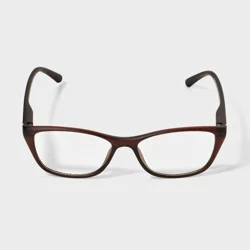 Women's Matte Plastic Cat Eye Blue Light Filtering Glasses 1.0 Diopter - Universal Thread™ Espresso