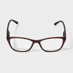Women's Matte Plastic Cat Eye Blue Light Filtering Glasses 1.0 Diopter - Universal Thread™ Espresso