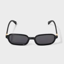Women's Shiny Plastic Rectangle Shaped Sunglasses - A New Day™ Black