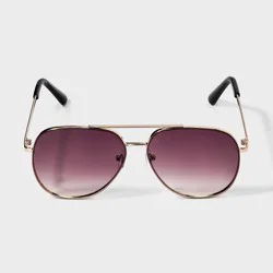 Women's Metal Gradient Aviator Sunglasses - A New Day™ Berry