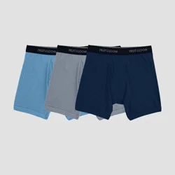 Fruit of the Loom Men's 3pk Breathable Mesh Boxer Briefs - Navy Blue/Gray/Light Blue S