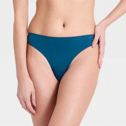 Women's Luxury Collection Brushed Micro No Show Thong Underwear - Auden™ Blue L
