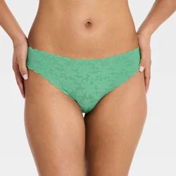 Women's Invisible Edge Solid Lace Thong Underwear - Auden™ Green L