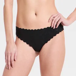 Women's Invisible Edge Solid Lace Thong Underwear - Auden™ Jet Black XL