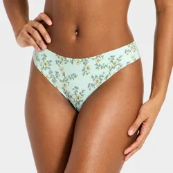 Women's Invisible Edge Thong Underwear - Auden™ Mint Floral S