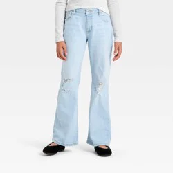 Girls' Mid-Rise Loose Fit Bootcut Jeans - art class™ Light Blue Wash 12