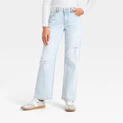 Girls' High-Rise Straight Leg Jeans - art class™ Light Blue Wash 14