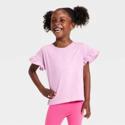 Toddler Girls' Short Sleeve Ruffle T-Shirt - Cat & Jack™ Purple 5T